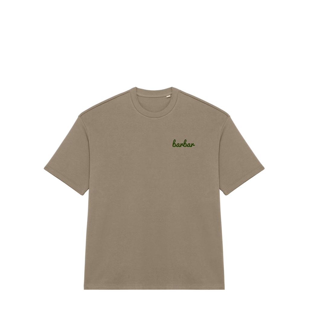 Oversized French Terry T-shirt (BarBar Khaki logo)