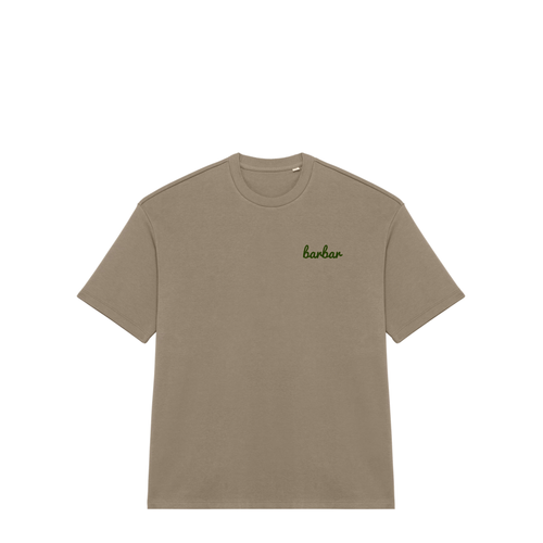 Oversized French Terry T-shirt (BarBar Khaki logo)