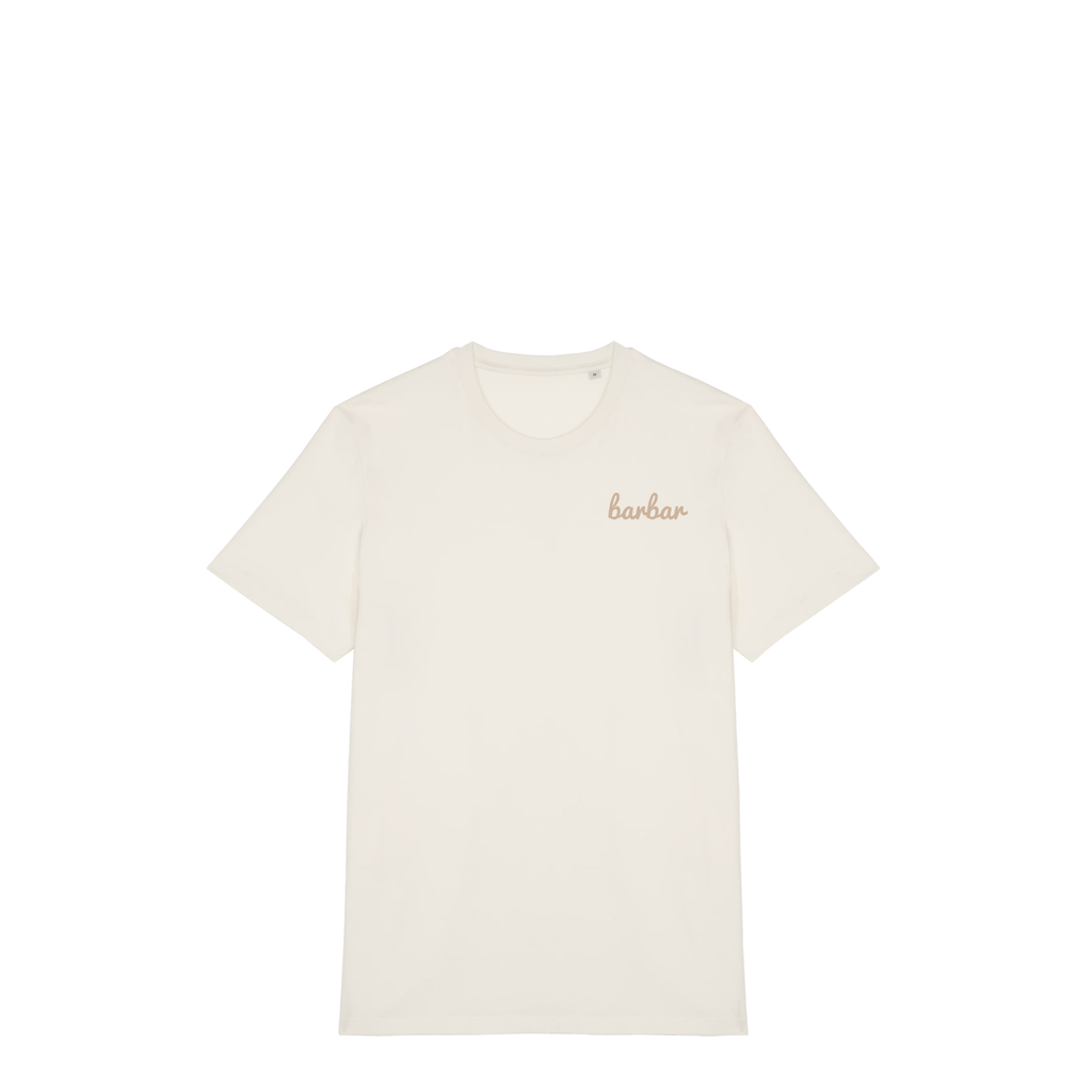 Uniseks T-shirt (BarBar Off-white logo)