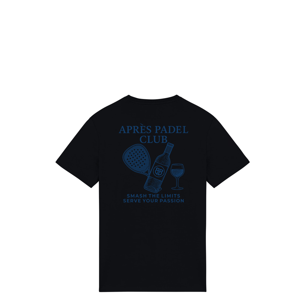 Uniseks T-shirt Après Padel Club (Navy Blue logo)