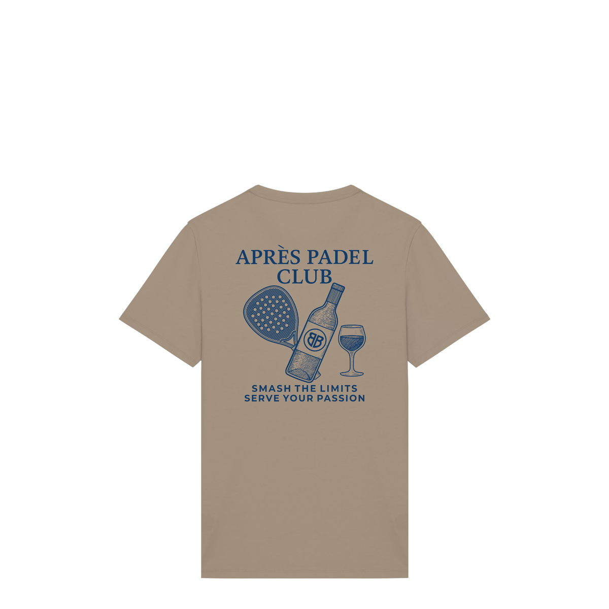 Uniseks T-shirt Après Padel Club (Navy Blue logo)