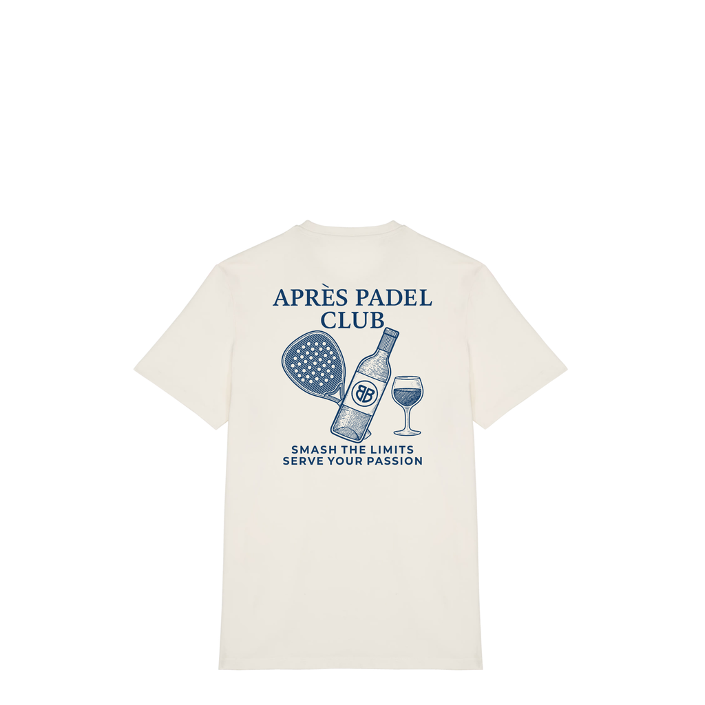 Uniseks T-shirt Après Padel Club (Navy Blue logo)